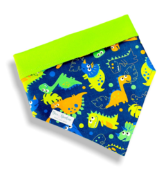 Bandana dinossauros dupla face verde para pet