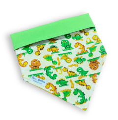 Bandana dinossauros baby dupla face verde para pet