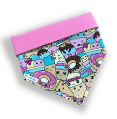 Bandana doces rostinhos dupla face rosa para pet