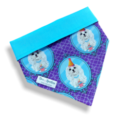 Bandana dog aniversário dupla face azul para pet