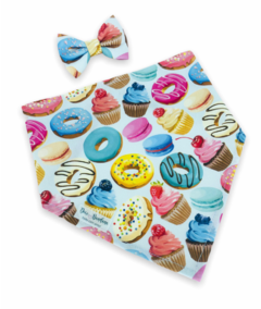 Conjunto bandana donuts cupcakes e laço