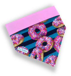 Bandana donuts listrado dupla face rosa para pet - comprar online