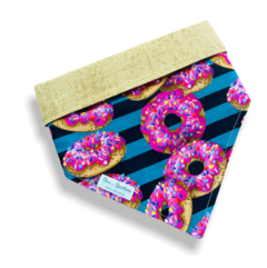 Bandana donuts listrado dupla face bege para pet