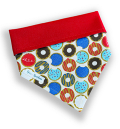 Bandana donuts dupla face vermelha para pet