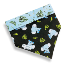 Bandana elefantinho na selva dupla face folhas para pet