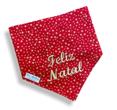 Bandana estrelinhas Feliz Natal para pet