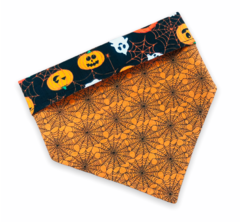 Bandana Halloween fantasmas e abóboras dupla face teia de aranha - comprar online