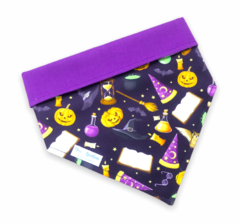 Bandana Halloween Feitiçaria dupla face roxo