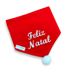 Bandana Feliz Natal com pompom