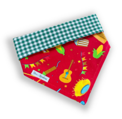 Bandana festa junina vermelha dupla face xadrez verde para pet - comprar online
