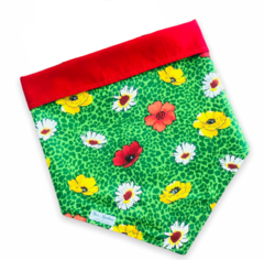 Bandana flores dupla face vermelha