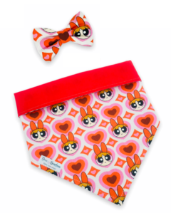Conjunto bandana Florzinha dupla face vermelha e laço