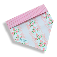 Bandana florzinhas delicadas dupla face bolinhas para pet