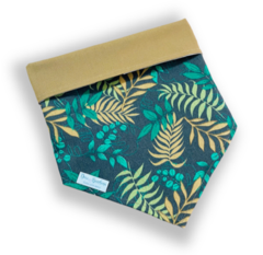 Bandana folhas dupla face bege para pet