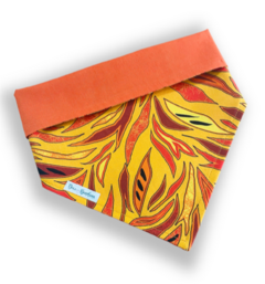 Bandana folhas laranja dupla face laranja para pet