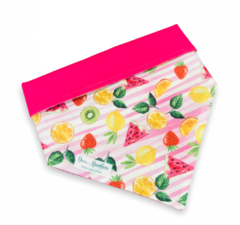 Bandana frutas tropicais dupla face rosa