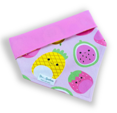 Bandana frutinhas felizes dupla face rosa para pet