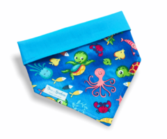 Bandana fundo do mar baby dupla face azul