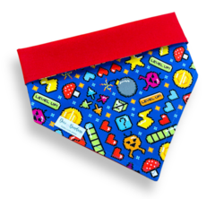 Bandana gamer dupla face vermelho para pet