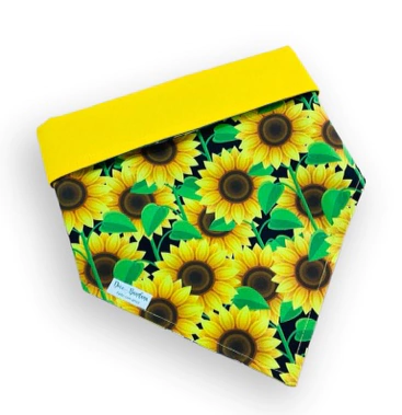 Bandana girassol caule dupla face amarela para pet