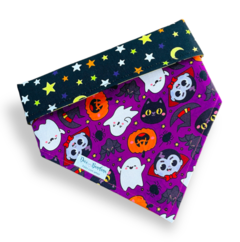 Bandana Halloween Arrepiante dupla face estrelado para pet