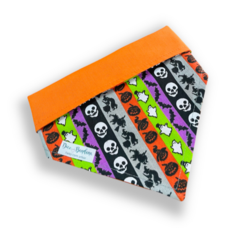 Bandana Halloween faixinhas dupla face laranja para pet