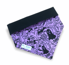 Bandana Halloween Lilás dupla face preta