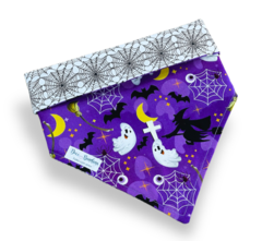 Bandana Halloween no ar dupla face teia branca para pet