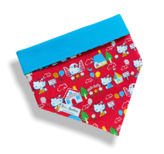 Bandana Hello Kitty house dupla face azul para pet