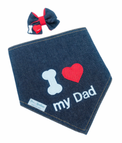 Conjunto bandana jeans escuro dia dos pais e laço