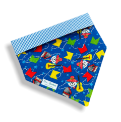 Bandana junina azul dupla face xadrez azul