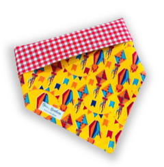 Bandana junina balões bandeirinhas dupla face xadrez vermelho para pet - comprar online