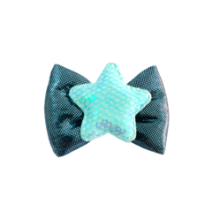 Laço Ano Novo azul brilhoso estrela para pet