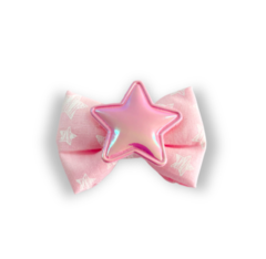 Laço Ano Novo rosa bebê estrela para pet