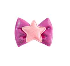 Laço Ano Novo rosa brilhoso estrela para pet