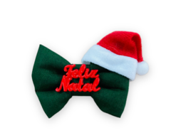 Laço Feliz Natal verde para pet