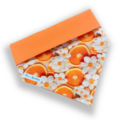 Bandana laranja e flor de laranjeira para pet
