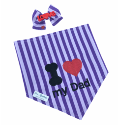 Conjunto bandana listrada roxa dia dos pais e laço