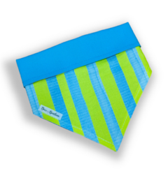 Bandana listrada verde azul dupla face azul para pet