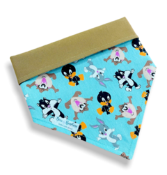 Bandana Turma Looney Tunes tiffany dupla face marrom para pet