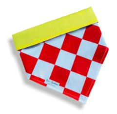 Bandana losangos carnaval vermelho dupla face amarelo para pet