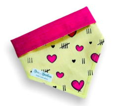 Bandana Love yellow dupla face pink para pet