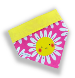 Bandana margarida feliz dupla face amarela para pet