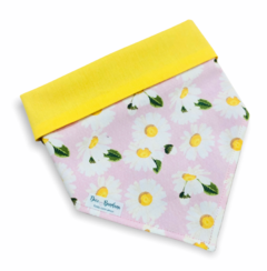 Bandana margarida rosa dupla face amarela