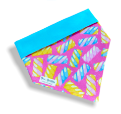 Bandana marshmallow colorido dupla face azul para pet
