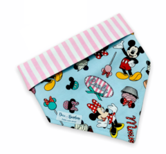 Bandana Doçura Mickey e Minnie dupla face listrada