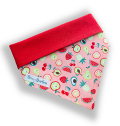 Bandana mini frutinhas dupla face vermelha para pet