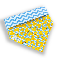 Bandana mini patinhos dupla face zigue-zague azul para pet