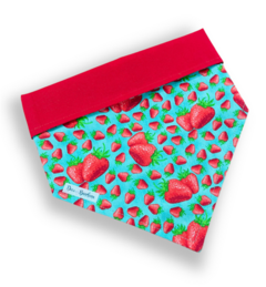 Bandana morangos tiffany dupla face vermelho para pet