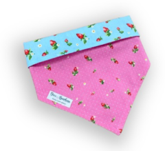 Bandana moranguinhos rosa e azul para pet